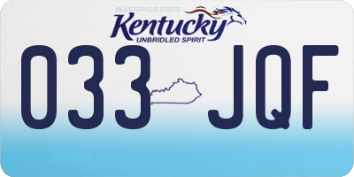 KY license plate 033JQF