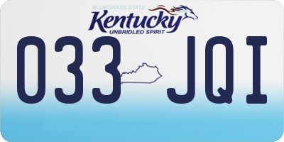 KY license plate 033JQI