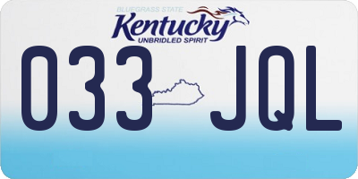 KY license plate 033JQL