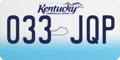KY license plate 033JQP