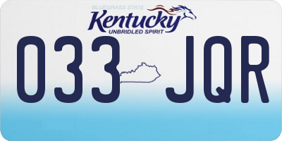 KY license plate 033JQR