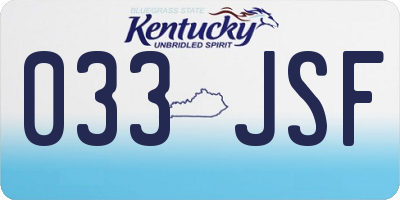 KY license plate 033JSF