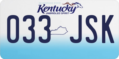 KY license plate 033JSK