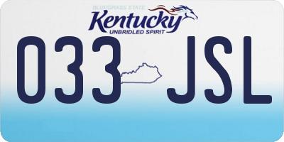 KY license plate 033JSL