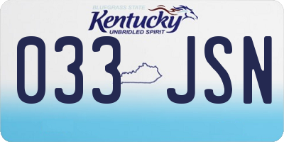 KY license plate 033JSN