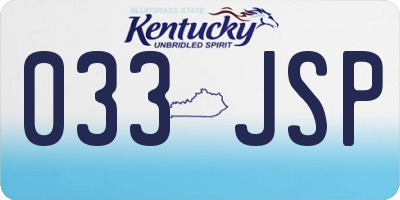 KY license plate 033JSP