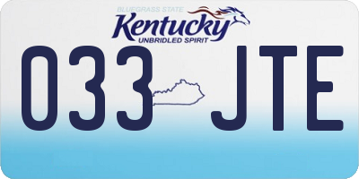KY license plate 033JTE