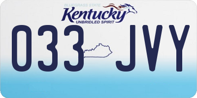 KY license plate 033JVY