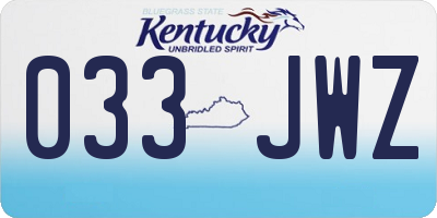 KY license plate 033JWZ