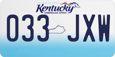 KY license plate 033JXW