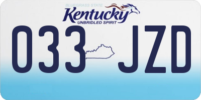 KY license plate 033JZD