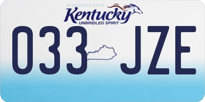 KY license plate 033JZE