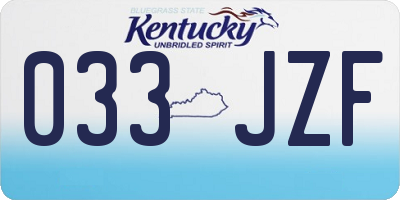 KY license plate 033JZF