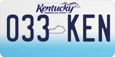 KY license plate 033KEN