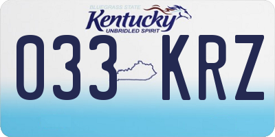 KY license plate 033KRZ