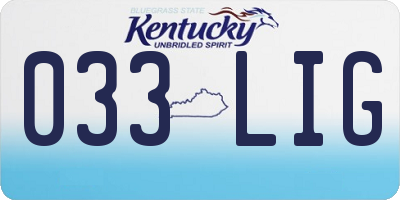 KY license plate 033LIG