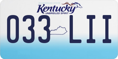 KY license plate 033LII
