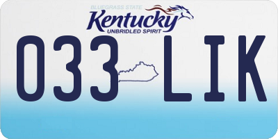 KY license plate 033LIK