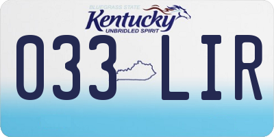 KY license plate 033LIR