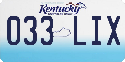 KY license plate 033LIX
