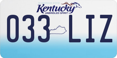 KY license plate 033LIZ