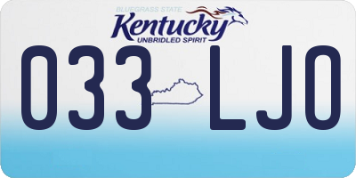 KY license plate 033LJO
