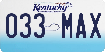 KY license plate 033MAX