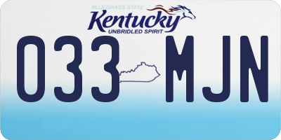 KY license plate 033MJN