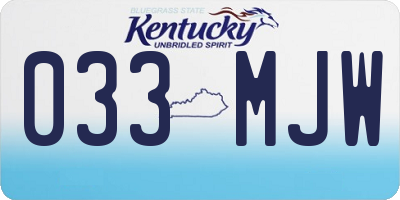 KY license plate 033MJW