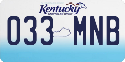KY license plate 033MNB