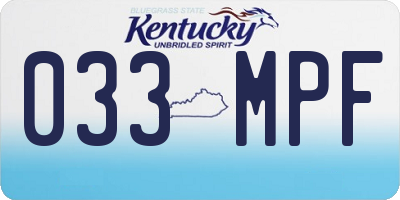 KY license plate 033MPF