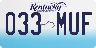KY license plate 033MUF