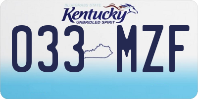 KY license plate 033MZF
