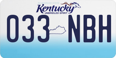 KY license plate 033NBH