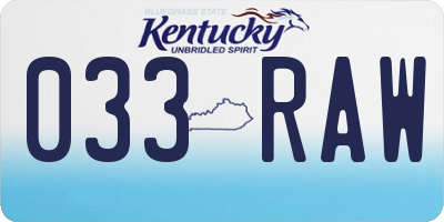 KY license plate 033RAW