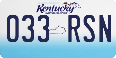 KY license plate 033RSN