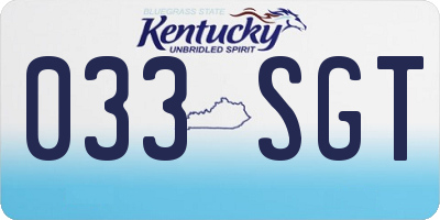 KY license plate 033SGT