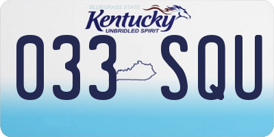 KY license plate 033SQU