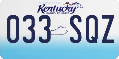 KY license plate 033SQZ