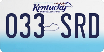 KY license plate 033SRD