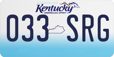KY license plate 033SRG