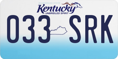 KY license plate 033SRK