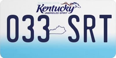 KY license plate 033SRT