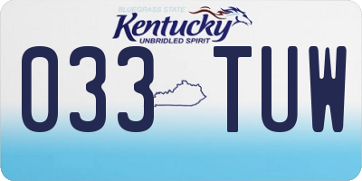 KY license plate 033TUW
