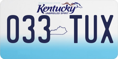 KY license plate 033TUX