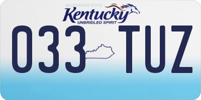 KY license plate 033TUZ