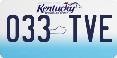 KY license plate 033TVE