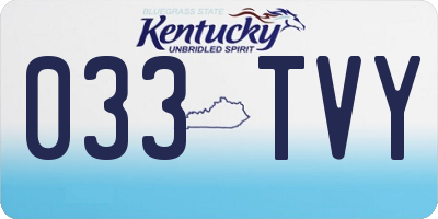 KY license plate 033TVY