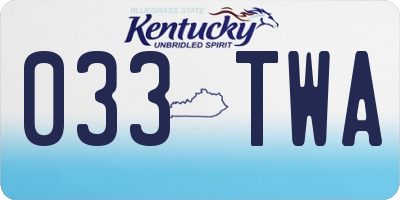 KY license plate 033TWA