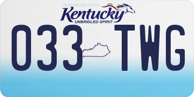 KY license plate 033TWG